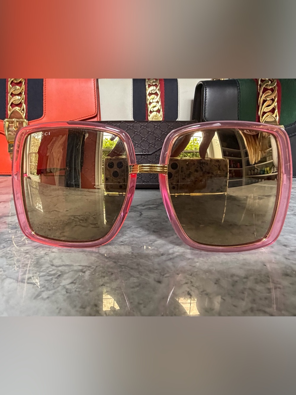 Authentic Gucci Pink Oversized Sunglasses